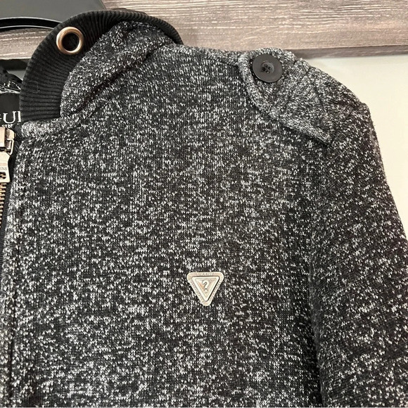 Guess Women’s Charcoal Full Zip Jacket w/ Military Style Shoulder Strap Detail - Picture 4 of 8